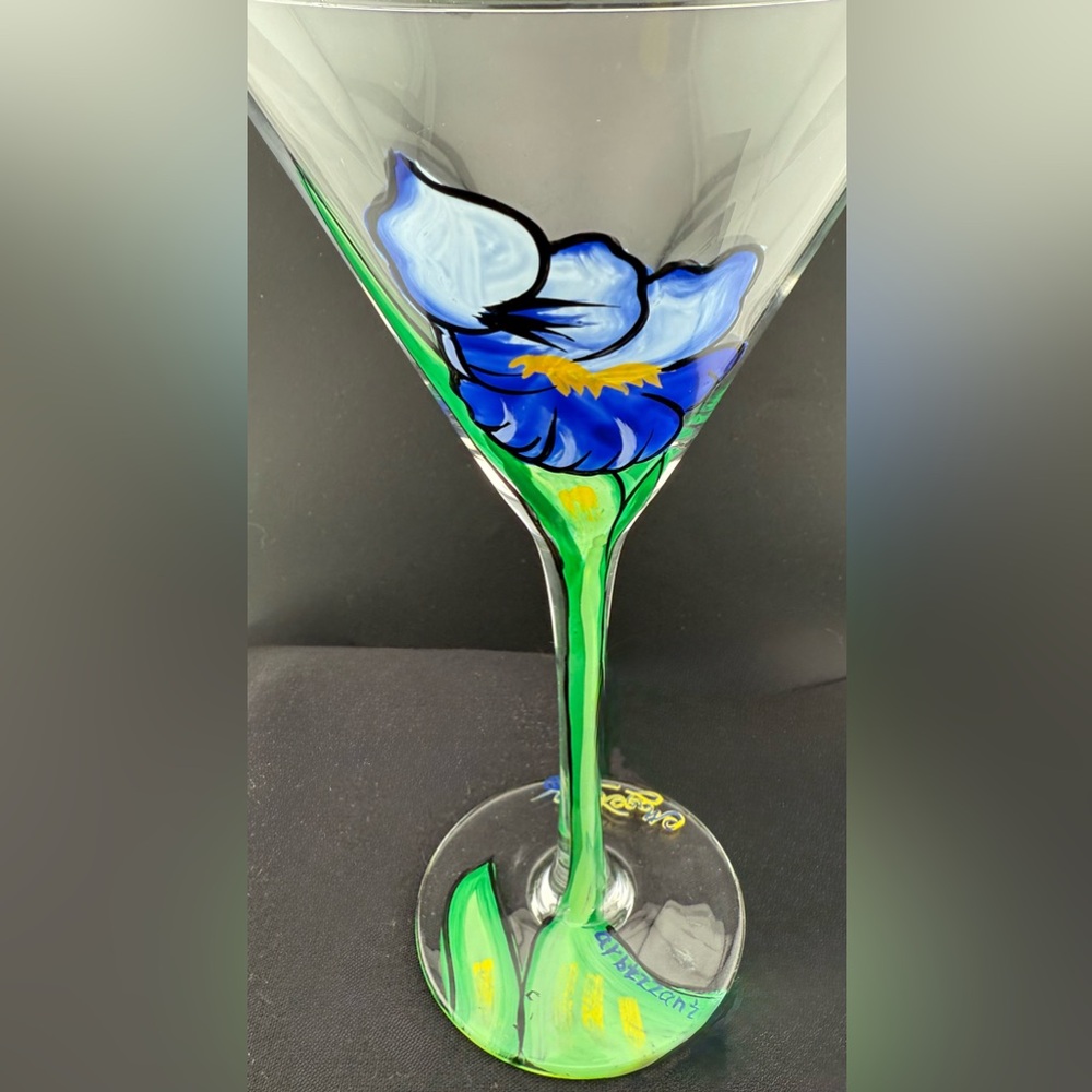 "Magellan Iris" collection artist Debbie Arbizzani Hand-painted blue iris. - Picture 5 of 13